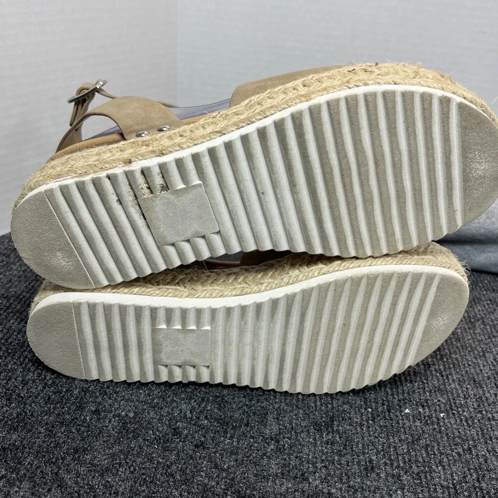 Soda Topic Espadrille Platform Sandal Women 8.5 Tan Boho Woven Ankle Strap